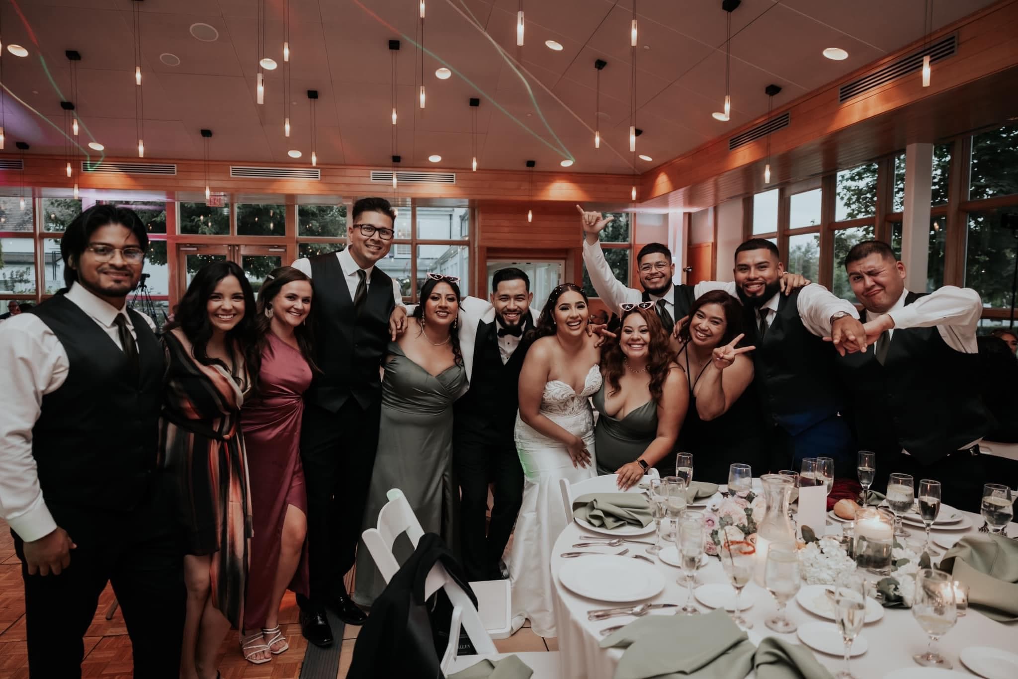 Wedding DJ booth and dance floor setup